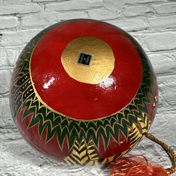 Paper Mache Hand Painted African Tiger Theme Christmas Tree Vintage Ornament - Picture 3 of 12